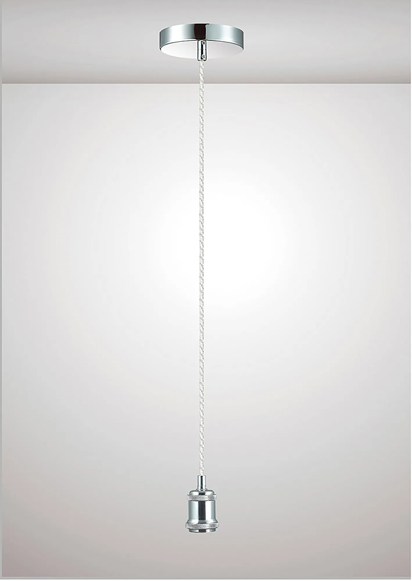 Dreifa 1.5m Single Pendant, 1 x E27, Polished Chrome/Clear Twisted Cable (Maximum Load 1.5kg) D0173  Deco Dreifa Pendant
